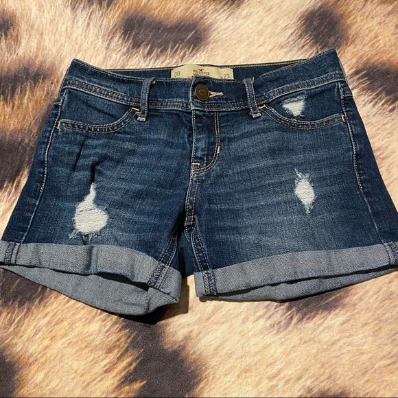 Hollister Longest Length Midi Jean Shorts Women's Size 00 / 26 In. Waist - Picture 1 of 6